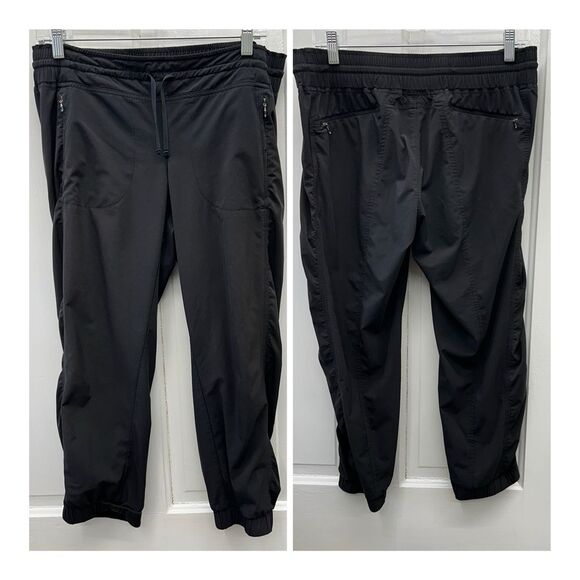Athleta black jogger capris women's 8 with elastic waist & adjustable strings - Picture 1 of 7